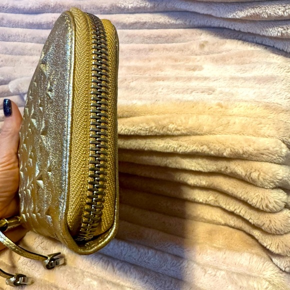 Jimmy Choo Long Wallet Filipa Star-Embossed Gold Metallic Authentic Discontinued - Picture 4 of 11